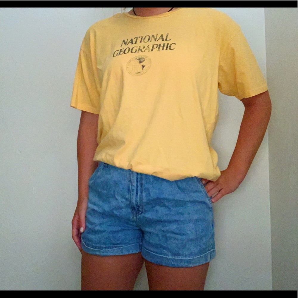 national geographic yellow short sleeve tshirt